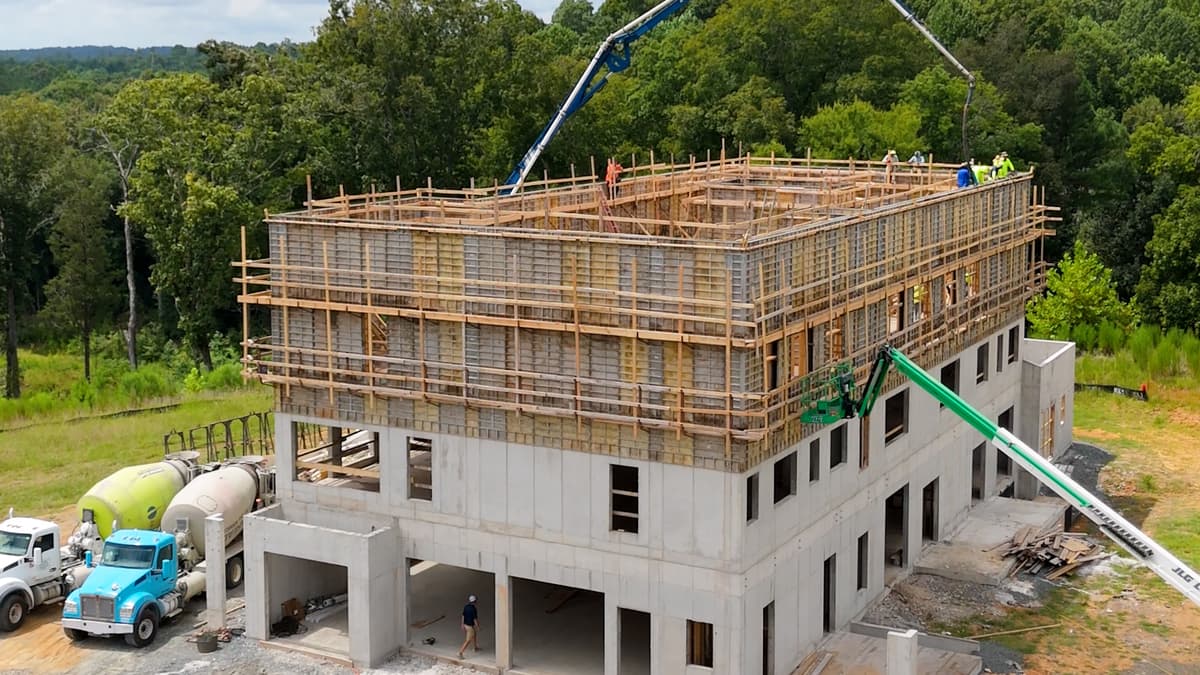 Concrete masonry framing under construction at a Bost custom home