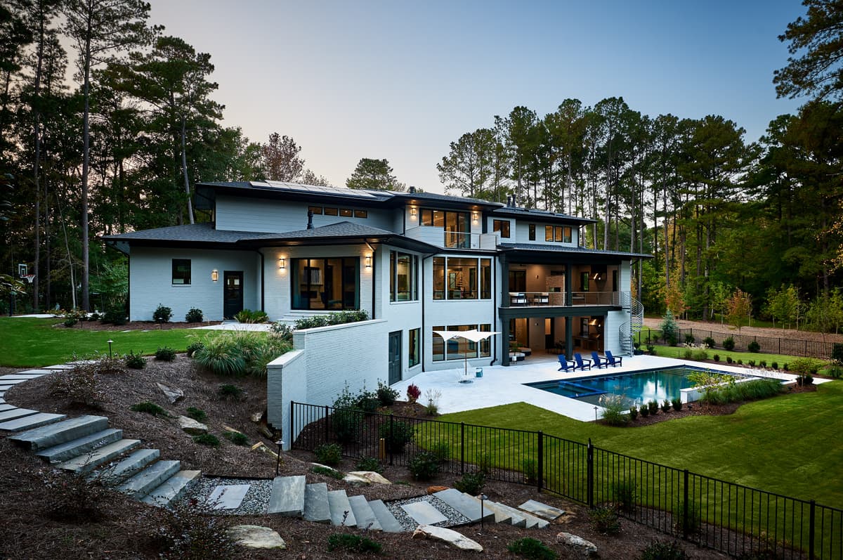 Modern Bost custom home with solar panels and pool